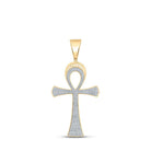 10kt Yellow Gold Men's Round Diamond Ankh Cross Charm Pendant - 3/4 Cttw | Splendid Jewellery - Splendid Jewellery