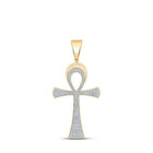 10kt Yellow Gold Men's Round Diamond Ankh Cross Charm Pendant - 3/4 Cttw | Splendid Jewellery - Splendid Jewellery