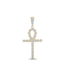 Load image into Gallery viewer, 10kt Yellow Gold Men's Round Diamond Ankh Cross Charm Pendant - 5/8 Ct.t.w. - Splendid Jewellery
