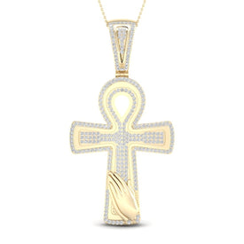 10kt Yellow Gold Men's Round Diamond Ankh Cross Charm Pendant - 5/8 Ct.t.w. Top view from the 10Kt Yellow Gold Mens Round Diamond Ankh Cross Charm Pendant 5 8 Cttwpin270898 collection by Splendid Jewellery