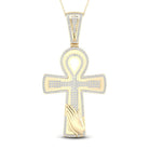 10kt Yellow Gold Men's Round Diamond Ankh Cross Charm Pendant - 5/8 Ct.t.w. - Splendid Jewellery