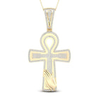 10kt Yellow Gold Men's Round Diamond Ankh Cross Charm Pendant - 5/8 Ct.t.w. - Splendid Jewellery