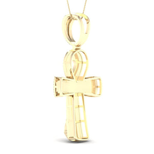 10kt Yellow Gold Men's Round Diamond Ankh Cross Charm Pendant - 5/8 Ct.t.w. - Splendid Jewellery