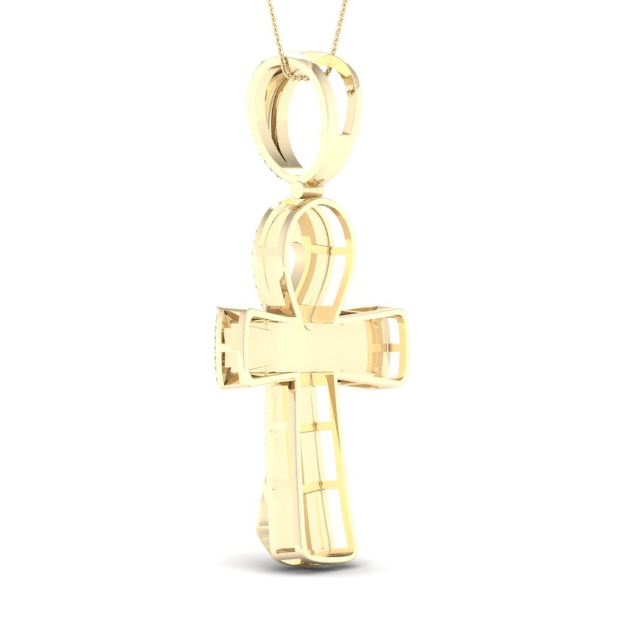 10kt Yellow Gold Men's Round Diamond Ankh Cross Charm Pendant - 5/8 Ct.t.w. - Splendid Jewellery
