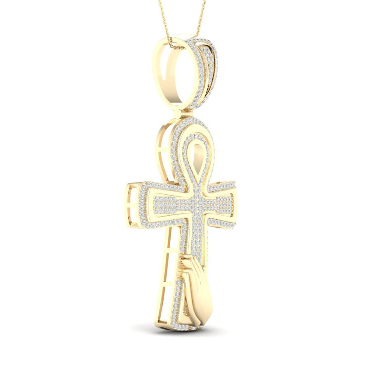 10kt Yellow Gold Men's Round Diamond Ankh Cross Charm Pendant - 5/8 Ct.t.w. - Splendid Jewellery