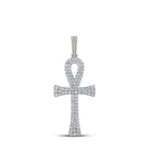 10kt Yellow Gold Men's Round Diamond Ankh Cross Charm Pendant - 6 - 1/3 Cttw | Splendid Jewellery - Splendid Jewellery