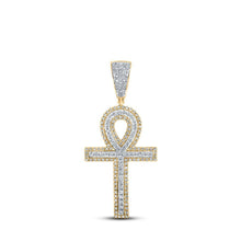 Load image into Gallery viewer, 10kt Yellow Gold Men's Round Diamond Ankh Cross Charm Pendant - 7/8 Cttw | Splendid Jewellery - Splendid Jewellery
