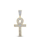 10kt Yellow Gold Men's Round Diamond Ankh Cross Charm Pendant - 7/8 Cttw | Splendid Jewellery - Splendid Jewellery