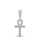 10kt Yellow Gold Men's Round Diamond Ankh Cross Charm Pendant - A Dazzling Symbol of Style and Spirituality - Splendid Jewellery