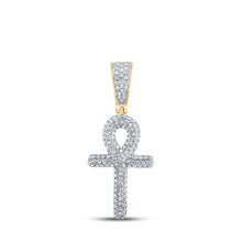 Load image into Gallery viewer, 10kt Yellow Gold Men's Round Diamond Ankh Cross Charm Pendant - A Dazzling Symbol of Style and Spirituality - Splendid Jewellery