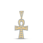 10kt Yellow Gold Men's Round Diamond Ankh Cross Charm Pendant - A Dazzling Symbol of Style and Spirituality - Splendid Jewellery
