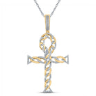 10kt Yellow Gold Men's Round Diamond Ankh Cross Charm Pendant - A Dazzling Symbol of Style and Spirituality - Splendid Jewellery
