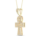 10kt Yellow Gold Men's Round Diamond Ankh Cross Charm Pendant - A Dazzling Symbol of Style and Spirituality - Splendid Jewellery