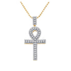 10kt Yellow Gold Mens Round Diamond Ankh Cross Charm Pendant - A Dazzling Symbol of Style and Spirituality - Splendid Jewellery