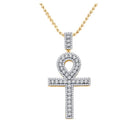 10kt Yellow Gold Mens Round Diamond Ankh Cross Charm Pendant - A Dazzling Symbol of Style and Spirituality - Splendid Jewellery