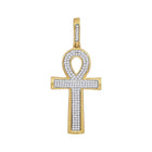10kt Yellow Gold Mens Round Diamond Ankh Cross Charm Pendant - A Symbol of Elegance and Spirituality - Splendid Jewellery