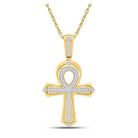 10kt Yellow Gold Men's Round Diamond Ankh Cross Charm Pendant - Captivating Elegance - Splendid Jewellery