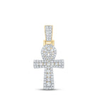 10kt Yellow Gold Men's Round Diamond Ankh Cross Charm Pendant - Exquisite Brilliance - Splendid Jewellery