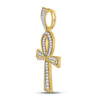 10kt Yellow Gold Men's Round Diamond Ankh Cross Charm Pendant - Exquisite Brilliance - Splendid Jewellery