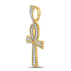 10kt Yellow Gold Men's Round Diamond Ankh Cross Charm Pendant - Exquisite Brilliance - Splendid Jewellery