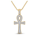 10kt Yellow Gold Men's Round Diamond Ankh Cross Charm Pendant - Exquisite Elegance - Splendid Jewellery