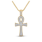 10kt Yellow Gold Men's Round Diamond Ankh Cross Charm Pendant - Exquisite Elegance - Splendid Jewellery