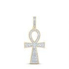 10kt Yellow Gold Men's Round Diamond Ankh Cross Charm Pendant - Exquisite Elegance - Splendid Jewellery