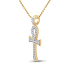 10kt Yellow Gold Men's Round Diamond Ankh Cross Charm Pendant - Exquisite Elegance - Splendid Jewellery