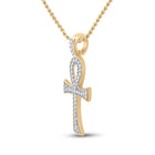 10kt Yellow Gold Men's Round Diamond Ankh Cross Charm Pendant - Exquisite Elegance - Splendid Jewellery