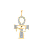 10kt Yellow Gold Men's Round Diamond Ankh Eye Cross Charm Pendant - 1/2 Cttw | Splendid Jewellery - Splendid Jewellery
