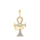 10kt Yellow Gold Men's Round Diamond Ankh Eye Cross Charm Pendant - 1/3 Cttw | Splendid Jewellery - Splendid Jewellery