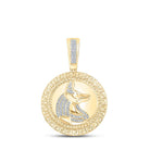 10kt Yellow Gold Men's Round Diamond Anubis Egypt Circle Charm Pendant - 1/5 Cttw | Splendid Jewellery - Splendid Jewellery