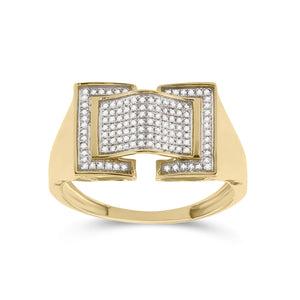 10kt Yellow Gold Men's Round Diamond Arched Fashion Ring - A Dazzling Statement Piece - Splendid Jewellery