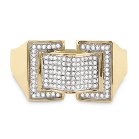 10kt Yellow Gold Men's Round Diamond Arched Fashion Ring - A Dazzling Statement Piece - Splendid Jewellery