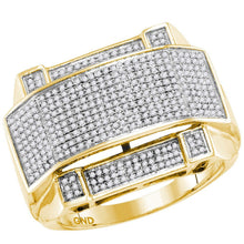 Load image into Gallery viewer, 10kt Yellow Gold Mens Round Diamond Arched Rectangle Cluster Ring 5/8 Cttw | Luxurious Elegance - Splendid Jewellery