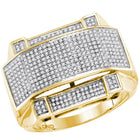 10kt Yellow Gold Mens Round Diamond Arched Rectangle Cluster Ring 5/8 Cttw | Luxurious Elegance - Splendid Jewellery
