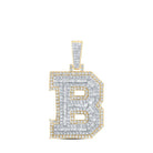 10kt Yellow Gold Men's Round Diamond B Initial Charm Pendant - 1 Cttw | Splendid Jewellery - Splendid Jewellery