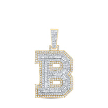 Load image into Gallery viewer, 10kt Yellow Gold Men's Round Diamond B Initial Charm Pendant - 1 Cttw | Splendid Jewellery - Splendid Jewellery