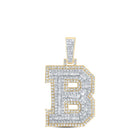 10kt Yellow Gold Men's Round Diamond B Initial Charm Pendant - 1 Cttw | Splendid Jewellery - Splendid Jewellery