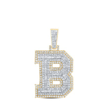 Load image into Gallery viewer, 10kt Yellow Gold Men's Round Diamond B Initial Letter Charm Pendant - 1 - 3/8 Cttw - Splendid Jewellery