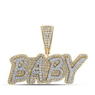 10kt Yellow Gold Men's Round Diamond BABY Charm Pendant 7/8 Cttw - Exquisite Elegance - Splendid Jewellery