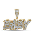10kt Yellow Gold Men's Round Diamond BABY Charm Pendant 7/8 Cttw - Exquisite Elegance - Splendid Jewellery