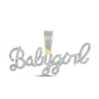 10kt Yellow Gold Men's Round Diamond Baby Girl Charm Pendant 3/8 Cttw - Splendid Jewellery