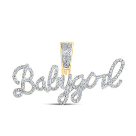 10kt Yellow Gold Men's Round Diamond Baby Girl Charm Pendant 3/8 Cttw - Splendid Jewellery