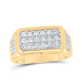 10kt Yellow Gold Mens Round Diamond Band Ring 1 Cttw | Exquisite Masculine Brilliance - Splendid Jewellery