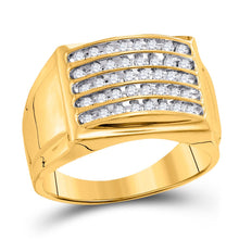 Load image into Gallery viewer, 10kt Yellow Gold Men&#39;s Round Diamond Band Ring 1/2 Cttw - A Dazzling Statement of Masculine Elegance Top view from the 10Kt Yellow Gold Mens Round Diamond Band Ring 1 2 Cttwpin71457 collection by Splendid Jewellery