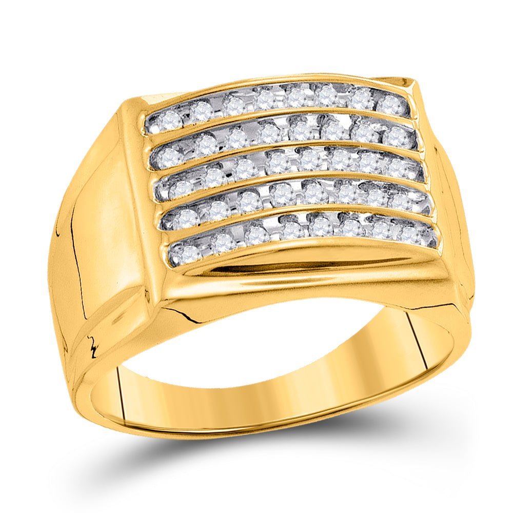 10kt Yellow Gold Men's Round Diamond Band Ring 1/2 Cttw - A Dazzling Statement of Masculine Elegance - Splendid Jewellery