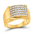 10kt Yellow Gold Men's Round Diamond Band Ring 1/2 Cttw - A Dazzling Statement of Masculine Elegance - Splendid Jewellery