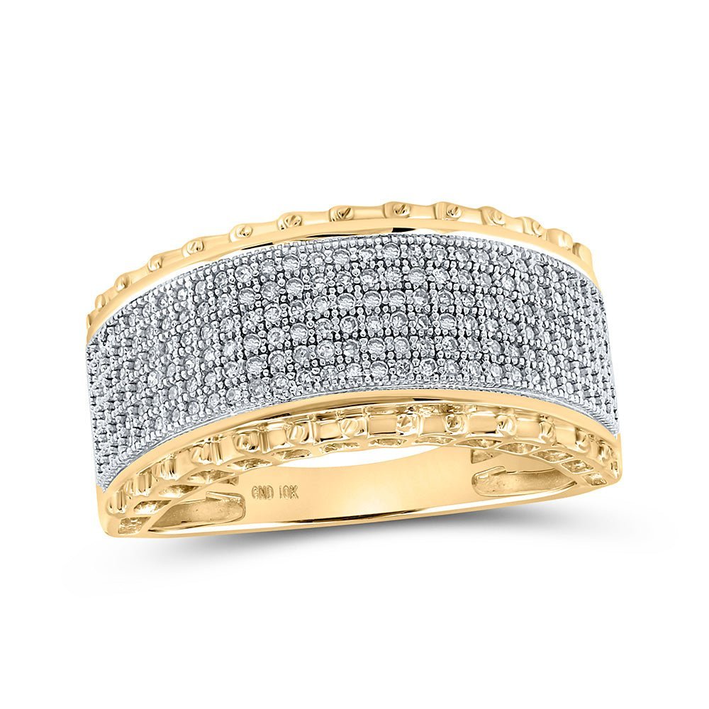 10kt Yellow Gold Men's Round Diamond Band Ring - 1/2 Cttw | Splendid Jewellery - Splendid Jewellery