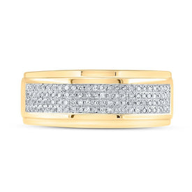 10kt Yellow Gold Men's Round Diamond Band Ring 1/3 Cttw - Luxurious Elegance - Splendid Jewellery